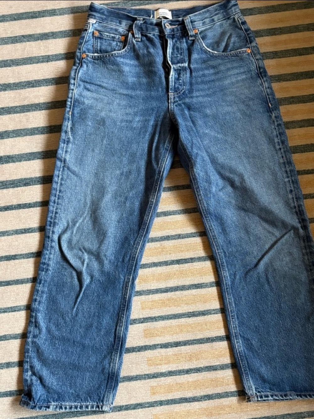 Citizens Of Humanity Mid Blue Cropped Straight Jeans
